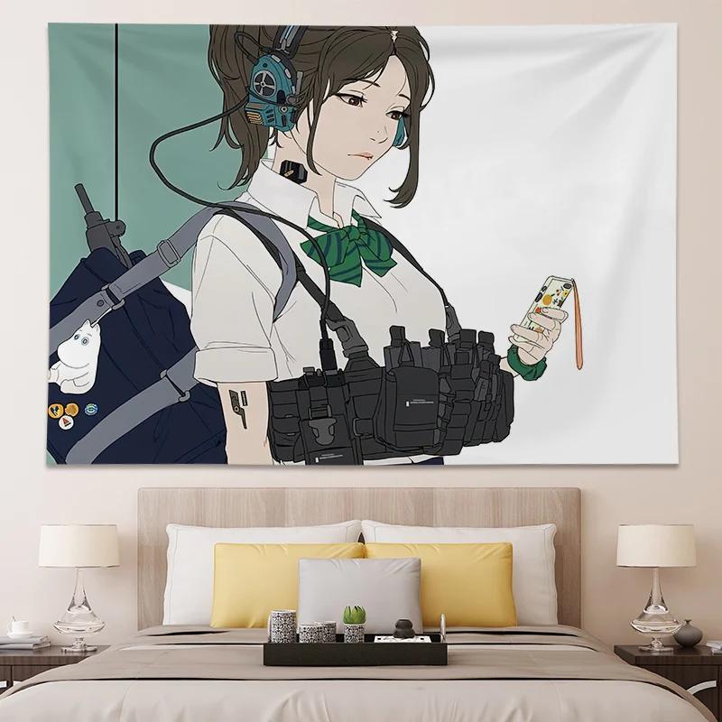 Japanese Teen Room Decoration Posters and Prints Kawaii  Anime Large Tapestry Bedroom Wall Murals Customizable