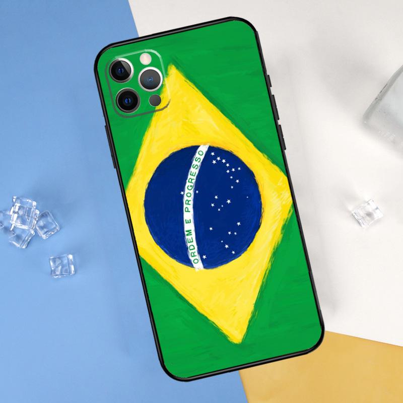 Brazil Brazilian Flag Phone Case For iPhone 16 15 13 11 12 14 Pro Max Mini X XR XS Max Plus Soft Cover