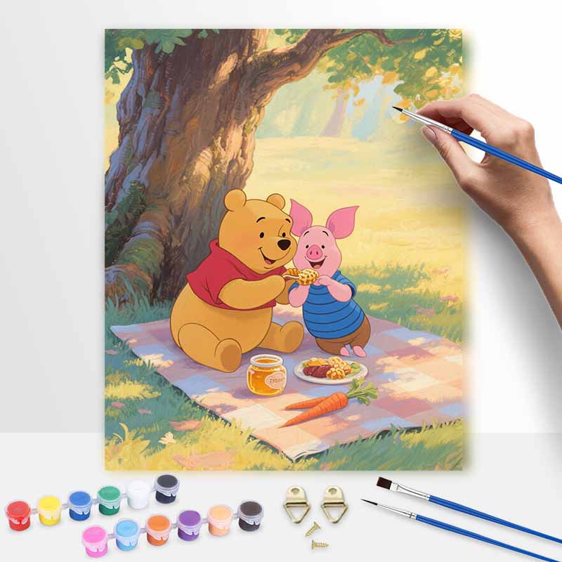 Winnie the Pooh and Piglet Digital Oil Painting Art Kit Hand Painted Home Decor 20x30cm
