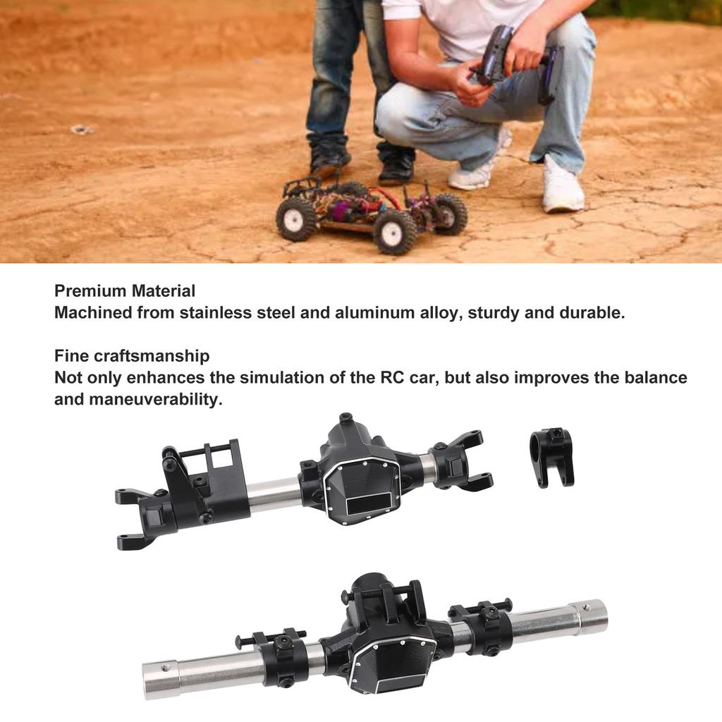 RC Car Front Rear Axle Black Stainless Steel Aluminum Alloy Anodized RC Front Rear Axle Set for SCX10 PRO