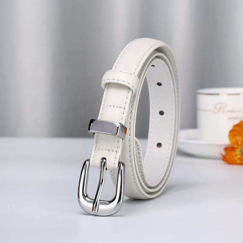 New Leather Belt Women'S Korean Version Trend Simple And Versatile First Layer Cowhide Needle Buckle Decorative Thin Belt