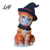Little Red Riding Hood Cat Halloween Figurine Resin Miniature Statue Desktop Animal Ornaments Wizard Statue with Witch Hat/Cloak/Pumpkin Lamp Design
