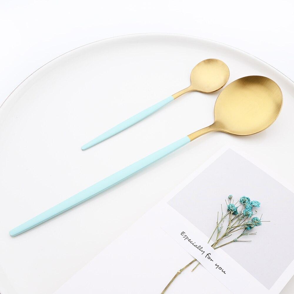 18pcs Colorful Cutlery Set Tableware Set Stainless Steel Dinner Knife Fork Spoon Matte Polishing Dinnerware Set