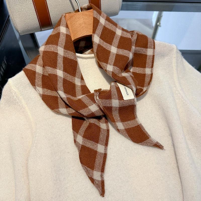 1Pc Acrylic cashmere-like Multi-functional Diamond Shaped Leisure Scarf Versatile Plaid Pattern Solid Color Shawl