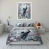 Watercolor Tropical Peacock Bird Cage Palm Floral Bedding Set 3pcsExotic Jungle Peony Leaf Print 1 Duvet Cover And 2 Pillowcase