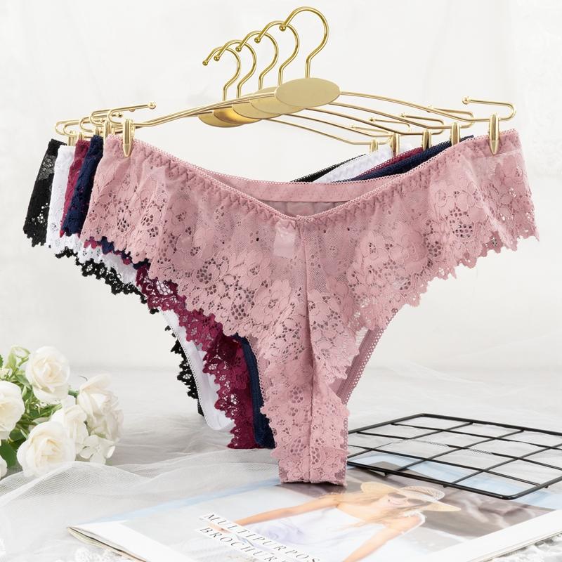 Blumenspitzen G-String Höschen Damen Niedrige Taille Ausgehöhlte Slips Einfarbig Sexy Dessous String Unterwäsche Intimbekleidung