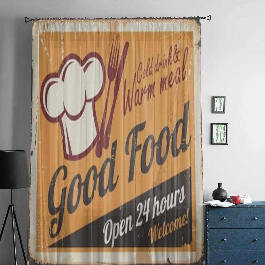 Restaurangskylt Design Skir Gardin För Vardagsrum Sovrum Voile Gardiner För Fönster Organza Gardiner Fest Tyll Draperier