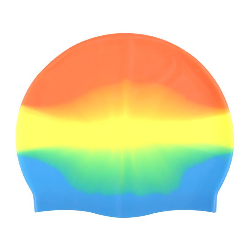 Unisex Silicone Swim Cap with Gradient Color - Ear Protection & Moisture-proof for Dry Hair
