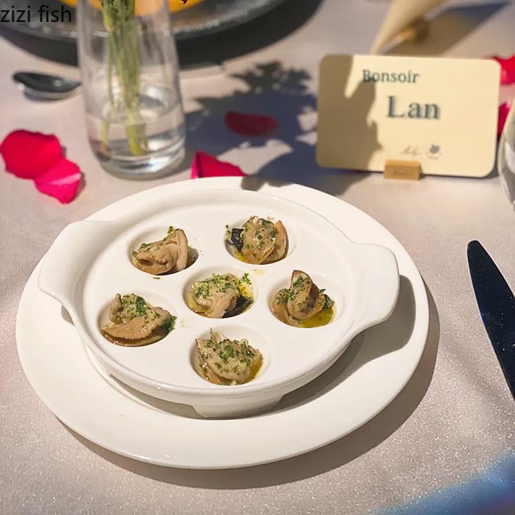 French Snail Plate Ceramics Dining Plate Dessert Bowl Dim Sum Dish Sashimi Plates Serving Plates Fruit Bowl Snack Bowls Tray