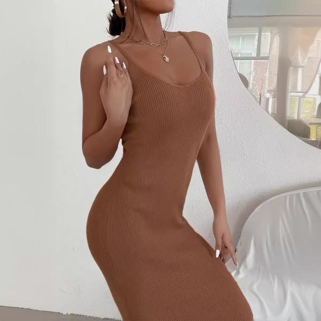 Women's Spring and Summer Fashion Casual V-neck Halter Dresses