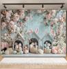 Spring Easter Cottage Colorful Egg Rabbit Photography Background Flower and Tree House Children's Birthday Decoration Backdrop