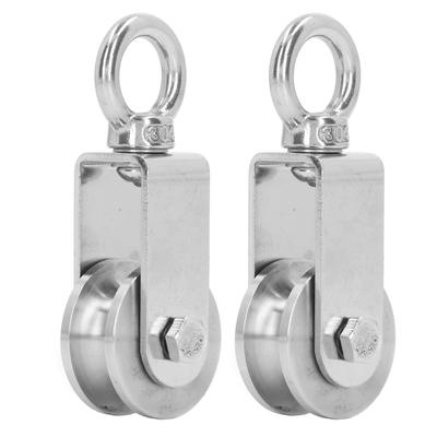 2PCS Cable Pulley Wheels 360 Degree Rotation Stainless Steel Pulley Roller Built In Dual Bearings