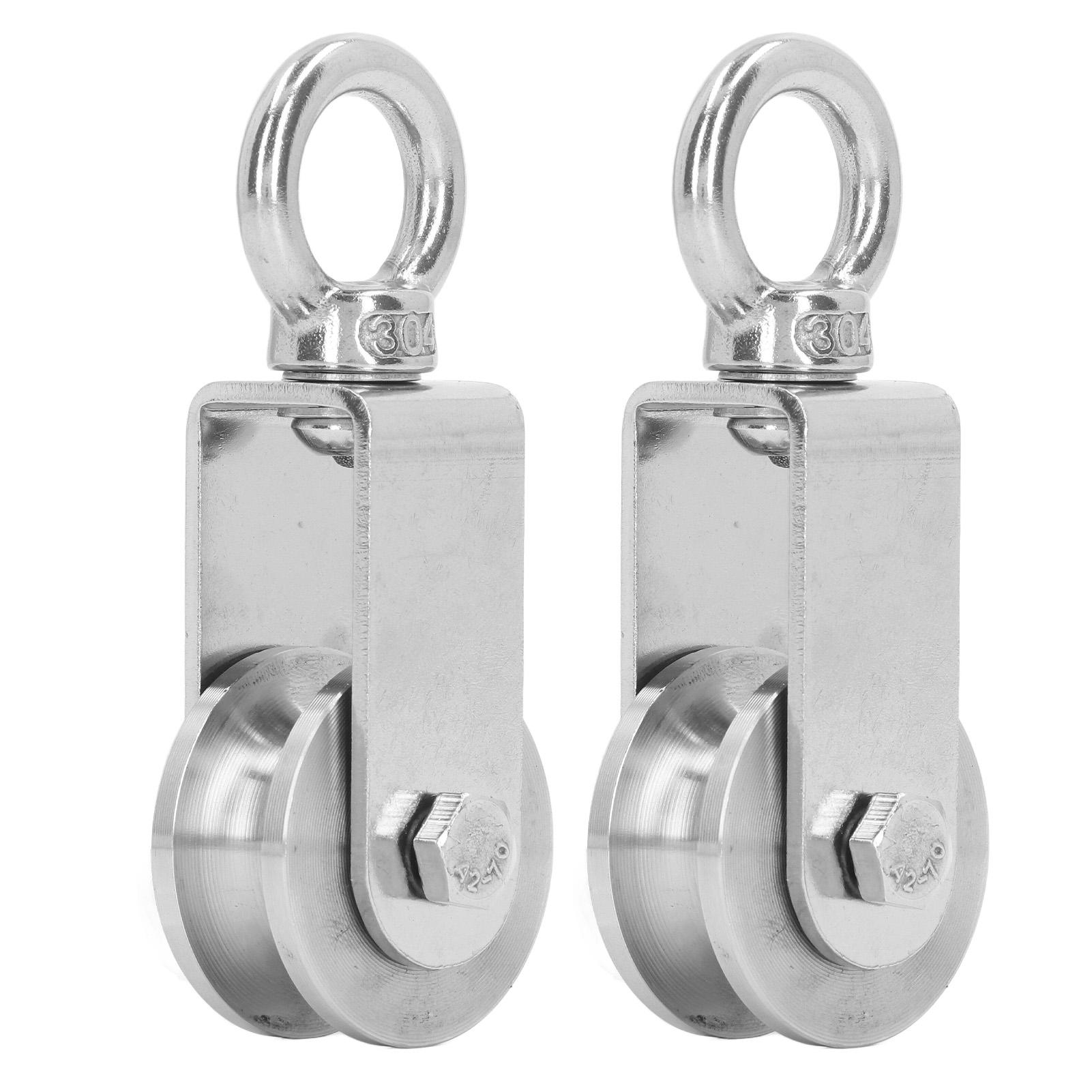 2PCS Cable Pulley Wheels 360 Degree Rotation Stainless Steel Pulley Roller Built in Dual Bearings