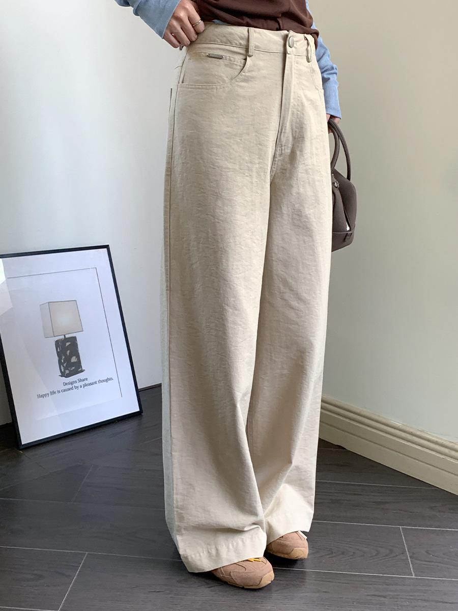 

Vision Khaki Women s High-Waisted Straight Casual Pants - Spring 2026 Korean Style Loose Wide-Leg Long Pants Small хаки