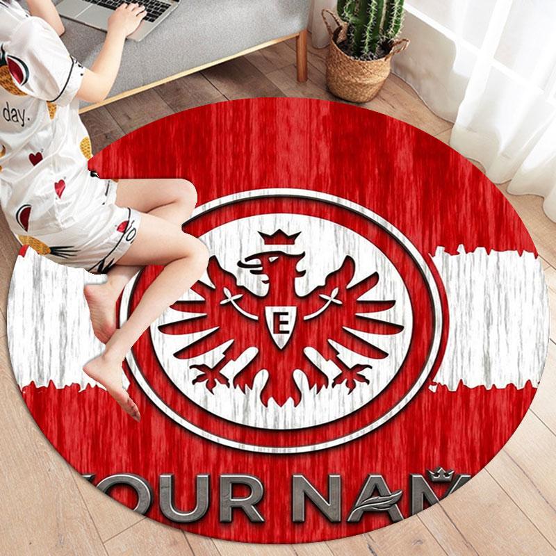 Eintracht Frankfurt Custom Name Round Area Rug,Carpet Rug for Living Room Bedroom Sofa Playroom Decor,Non-slip Floor Mat