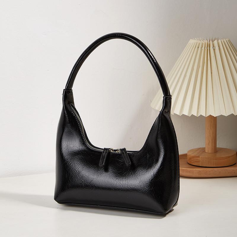 Ielgy Female Bag Simple Solid Color Handbag High-End Niche Design Casual Fashion Patent Leather Handbag