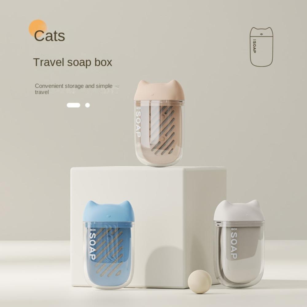

Cat Shape Soap Dish Portable Soap Storage Boxes Cartoon Soap Box Travel синій