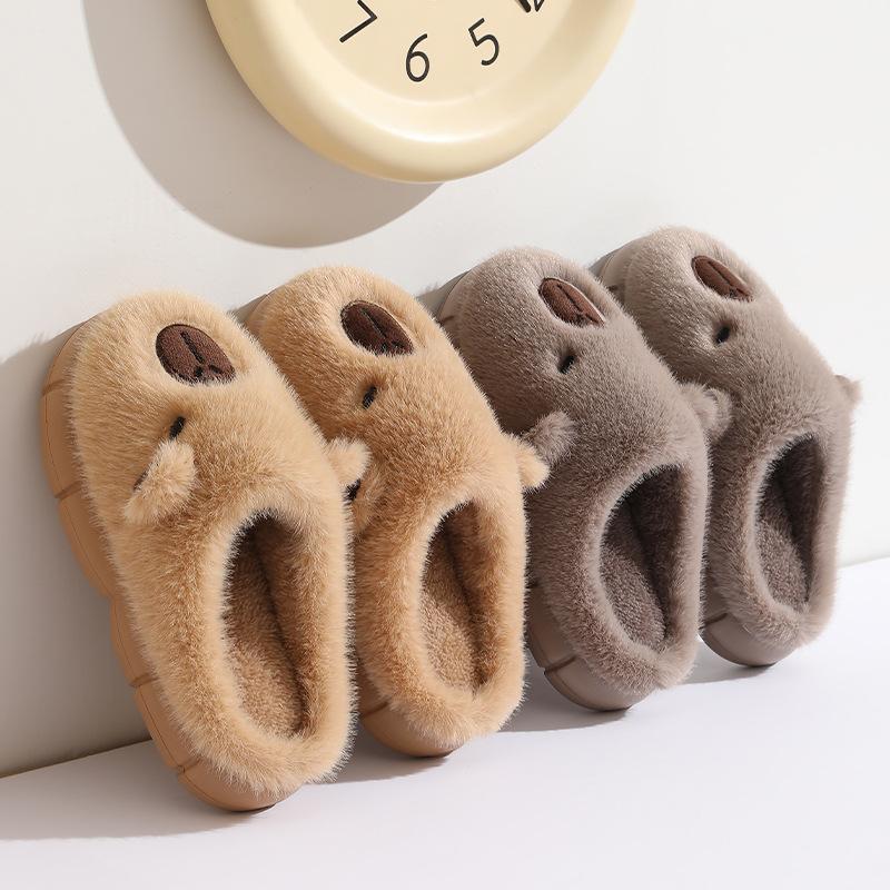 Stepping on shit cotton slippers women's autumn and winter indoor home warmth parent-child non-slip plush cotton mop