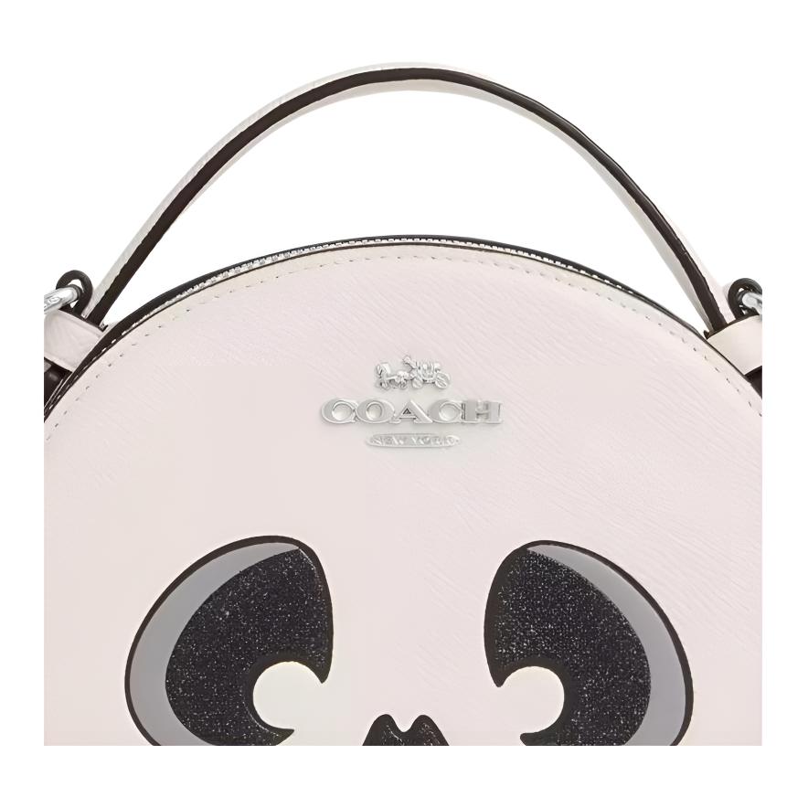 Coach Canteen 17 Halloween Skull Pattern Logo Shoulder Crossbody Bag Women Handbags White CW470-SVHA