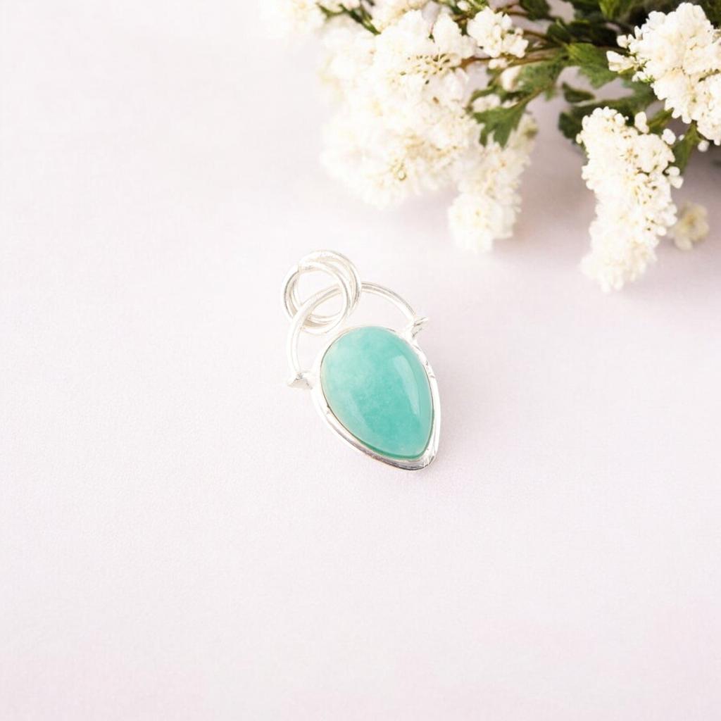 Amazonite Gemstone 925 Sterling Silver Jewelry Handmade Pendant Gift For Love PP-56-27