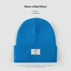 Autumn and Winter Knitted Hat Niche Personality Fashion Melon Rind Wool Hat Warm Protection Amount Simple Letter Cloth Label Cold Hat
