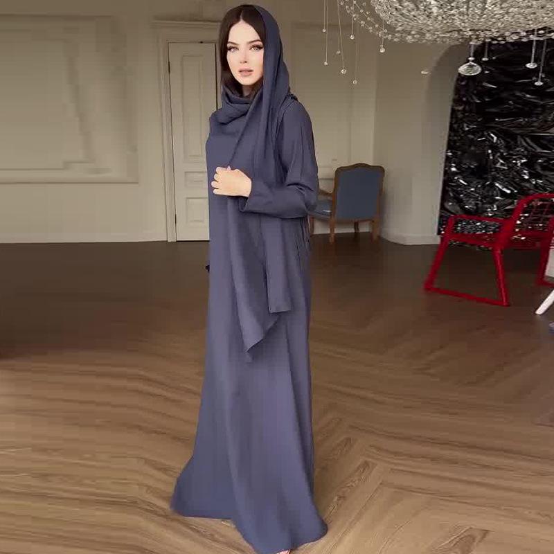 

2024 Осень Женское Модное Плиссированное Платье Миди Однотонного Цвета Small тёмно-синий