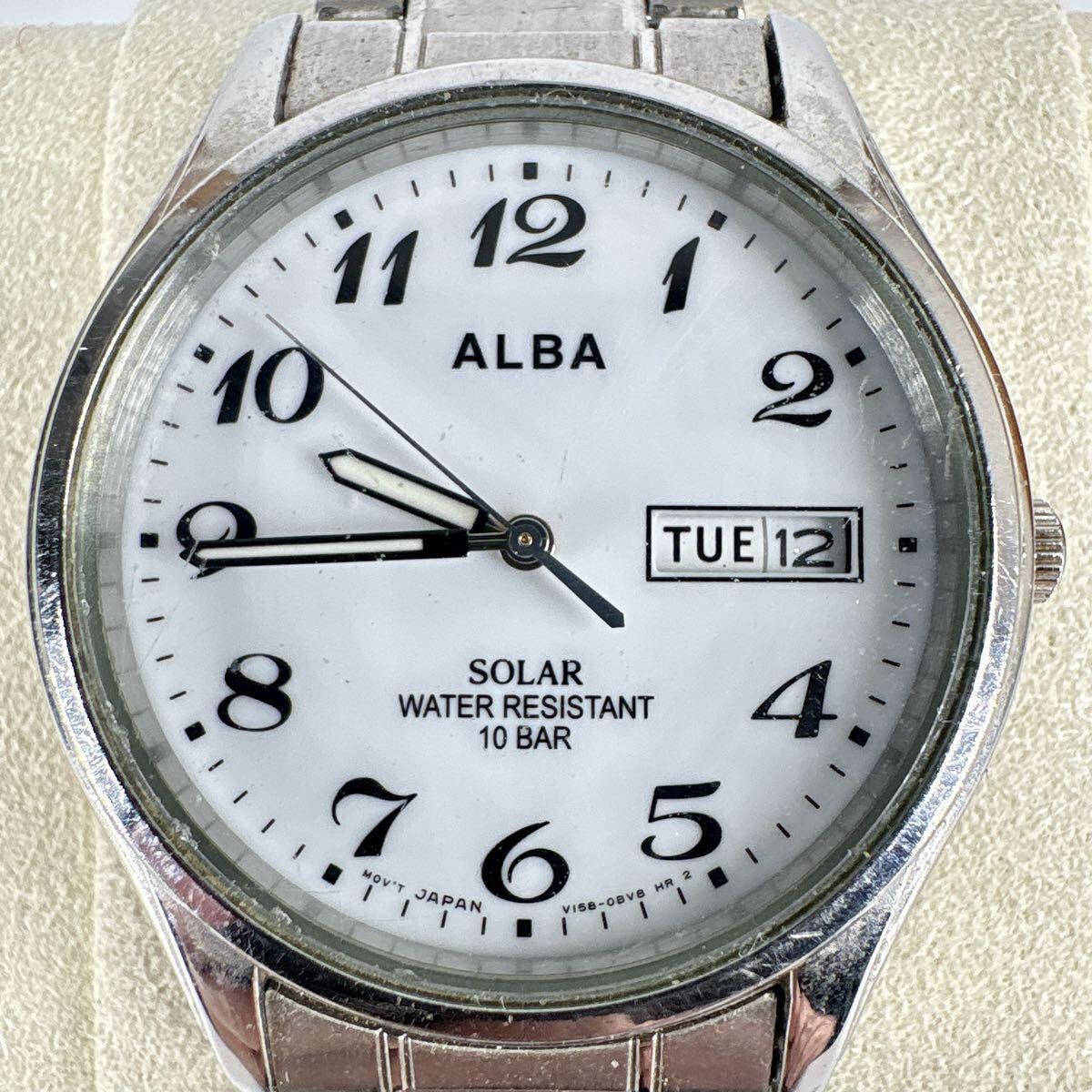 [Working Item] Solar ALBA Unisex Watch Day Date Simple Alba Seiko Calendar Silver