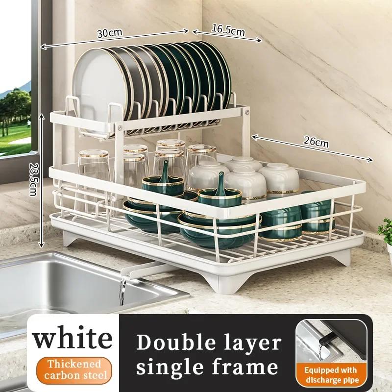 2025 Dish Drying Rack Kitchen Adjustable Stainless Steel Cutting Board Organizer Dish Bowl Drainer Storage Rack Kitchen Utensils