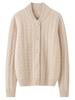 Women's Plus Size Cashmere Stand Collar Thick Knit Cardigan Sweater, Long Sleeve Loose Fit.