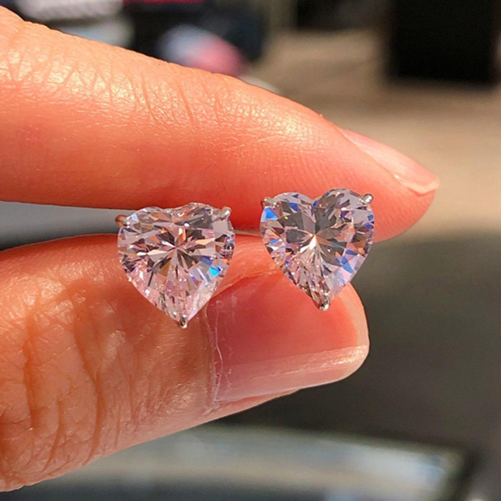 Fashion Exquisite Shining Mini Heart-shaped Zircon Stud Earrings for Women Stainless Steel Piercing Jewelry Accessories Gifts