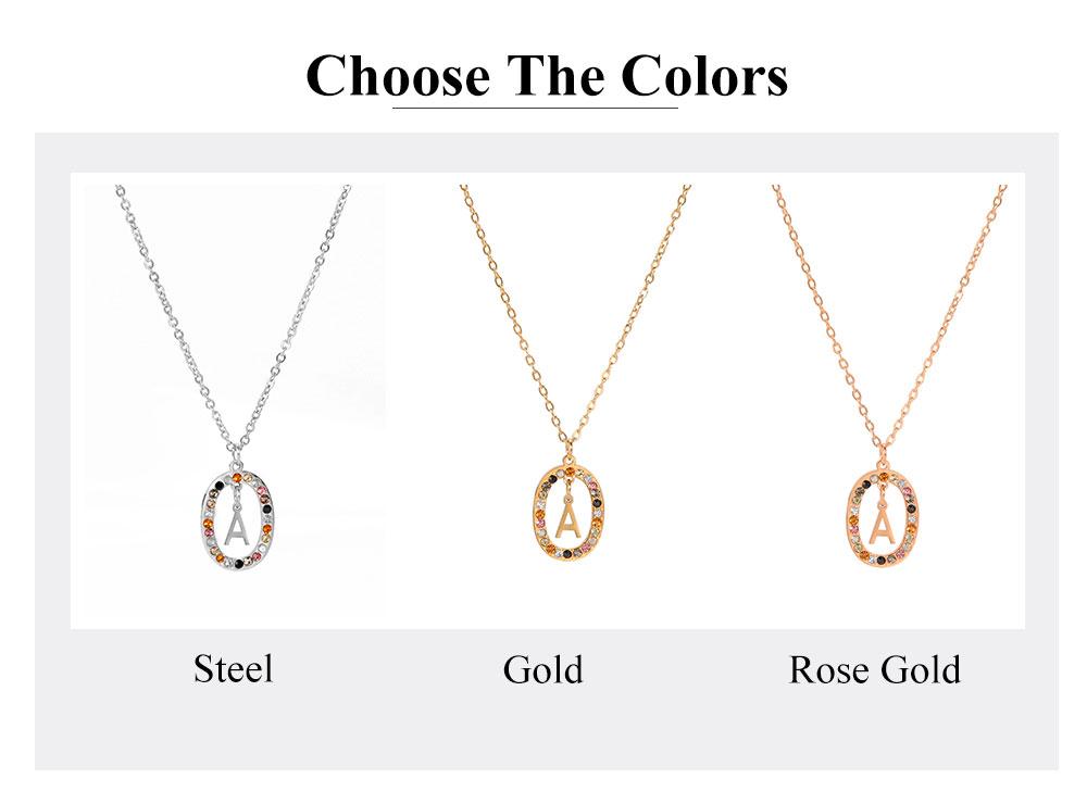 Cazador Zircon Initial Letter Necklace for Women Rhinestone A-Z Alphabet Choker Necklace Stainless Steel Jewelry Mother Gift