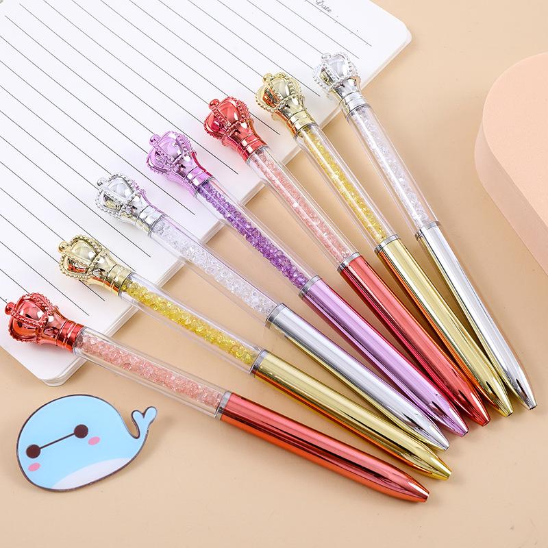 4 Bucăți Pixuri Metalice Creative Multicolor Coroană Cristal Rotative de Birou Papetărie Școlară Rechizite de Birou Pix cu Bilă