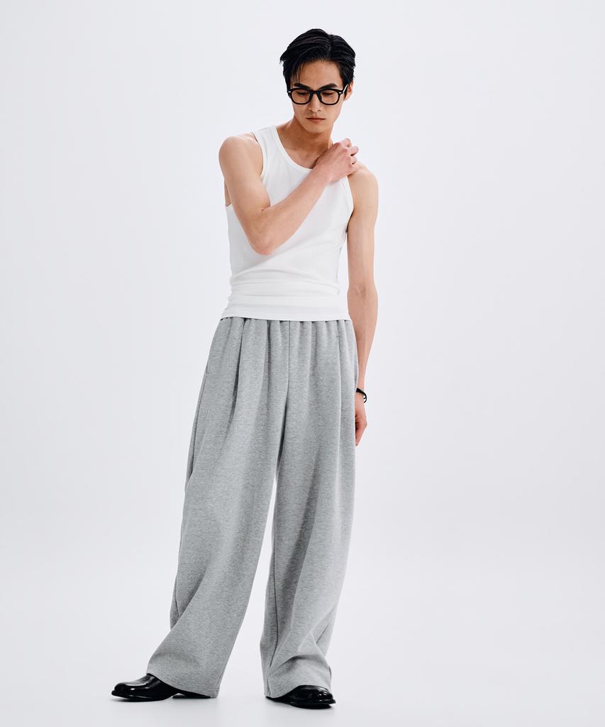 TAKEASY Dual Pocket Wide Sweatpants (Melange Grey)