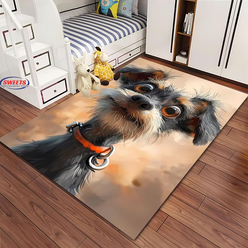 Zvířecí téma Roztomilý pes Velkoplošný koberec pro domácí obývací pokoj Dětská ložnice Pohovka Vstupní rohožka Kuchyňská podlahová rohož Protiskluzová Dekorační rohož