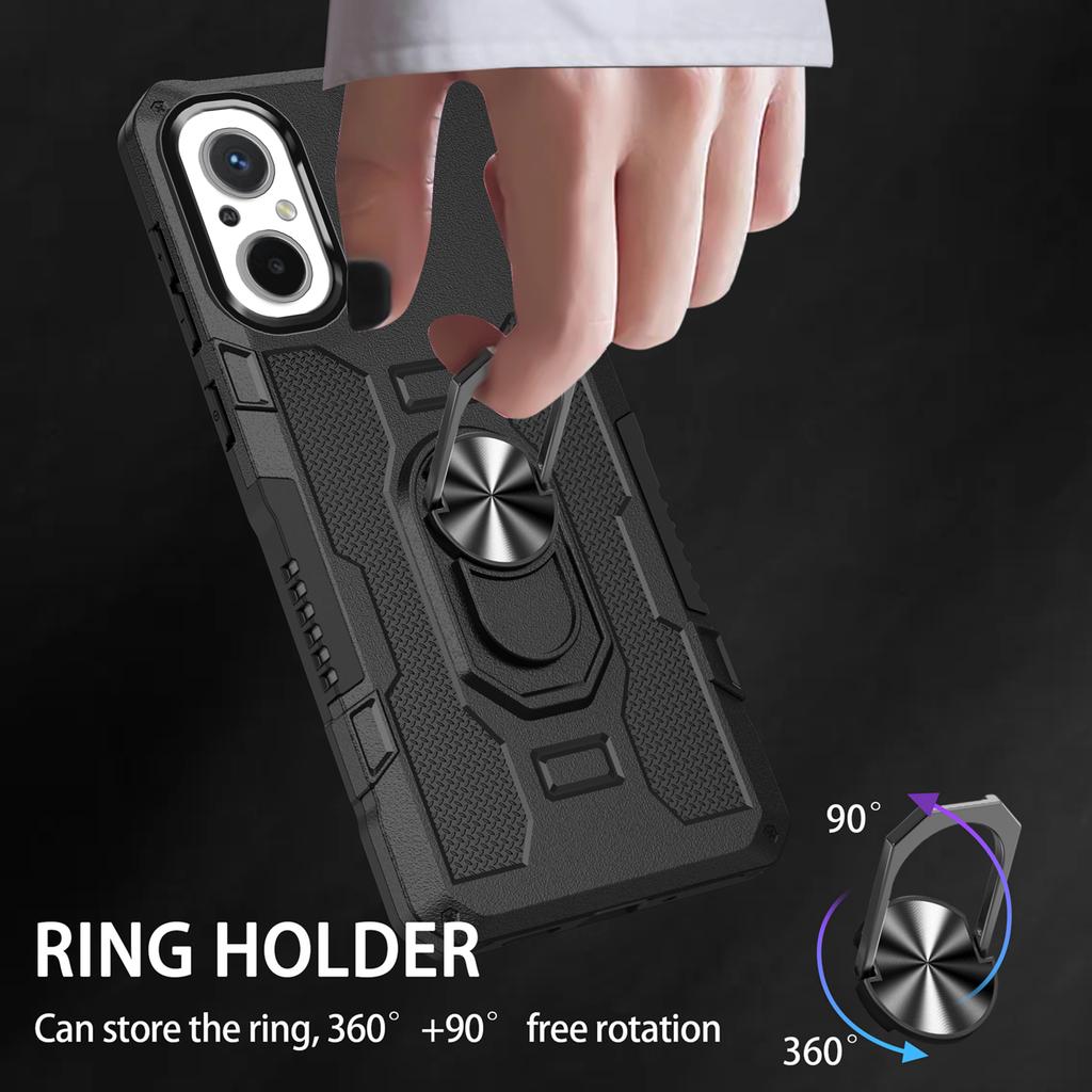 For Xiaomi Redmi 12C 4G PC+TPU Anti-Scratch Phone Case Ring Kickstand Rugged Cover