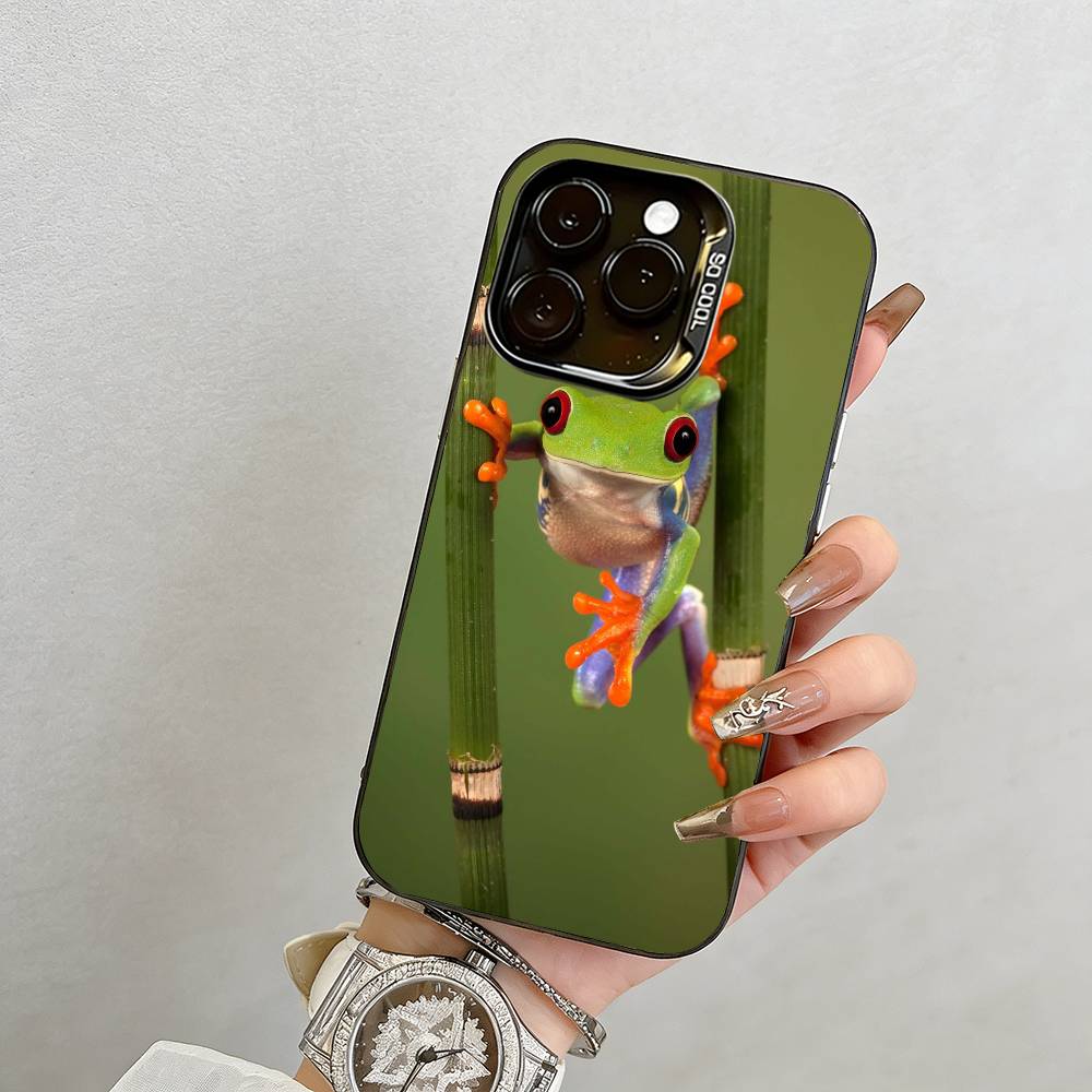 

Tree frog Phone Case For iPhone 17,16,15,14,13,12,11 Plus,Pro Max,XS,Colorful Silver Phone case Funda Cover iPhone16ProMax