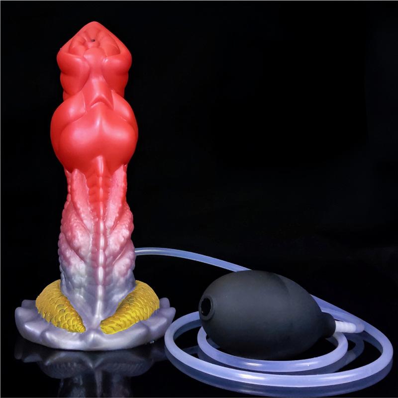 Ejaculating "Dragon" Style Dildo — Silicone dildo featuring an oversized fantasy creature/alien beast design with a "horse knot" structure.