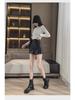 2024 Women's High-Waist PU Leather A-Line Wide-Leg Shorts for Autumn & Winter - Versatile Outdoor Wear