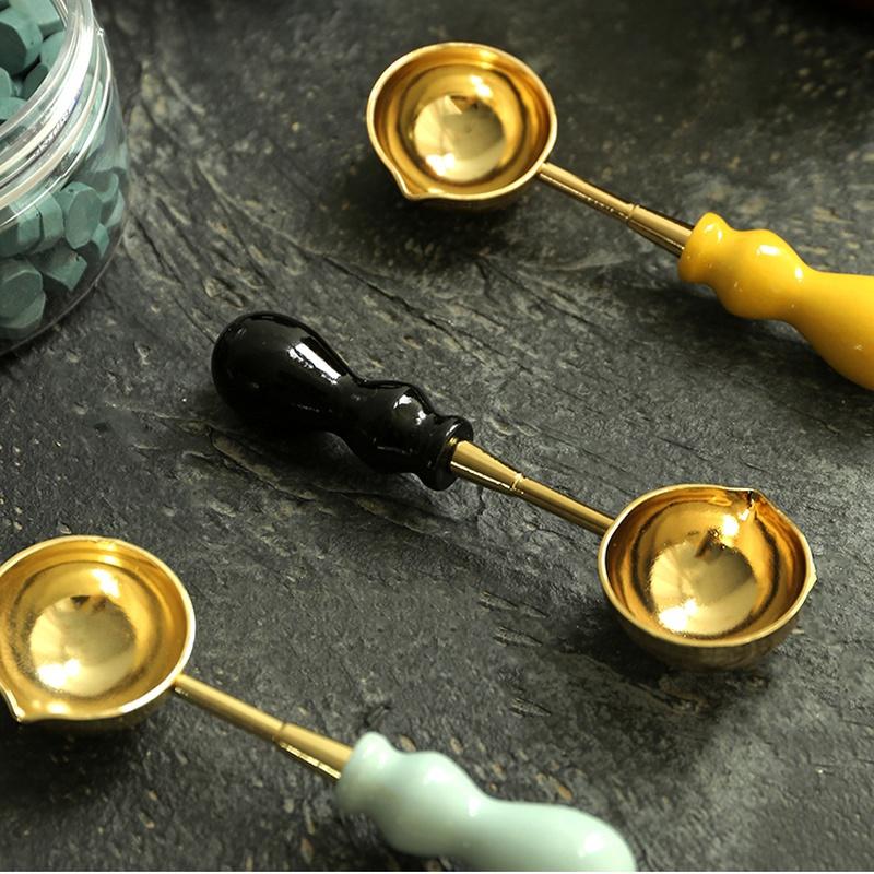1Pc Wax Stamp Seal Spoon Retro Handle Sealing Wax Melting Spoon for Wax Sealing Decorative Wax Stamp Craft Gift