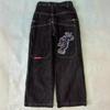 Jeans Hip Hop Cartoon Muster Locker Schwarz Herren Weitbeinige Hose