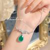 Emerald Necklace Women High Carbon Diamond Drop Pendant Luxury Dinner Party Cotton Collarbone Chain
