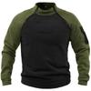Men's Fleece Stand Collar Loose Fit Quarter Zip Pullover Sweatshirt, Solid Color Tactical Outdoor Warm Tops