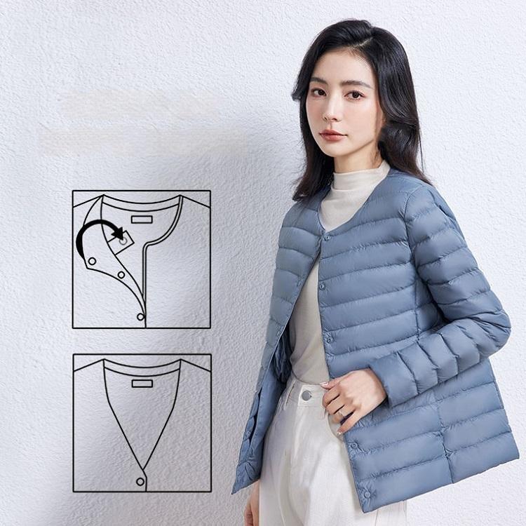 Leichte Daunenjacke für Herbst und Winter, Innenweste für Damen, kurzer Rundhalsausschnitt, große, warme Weste für Innen- und Außenbekleidung