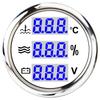 52MM 3 IN 1 Digital Gauge Water Temperature ℃/℉Oil Pressure Bar/PSI Voltmeter For Car Boat 12V/24V With Blue Backlight