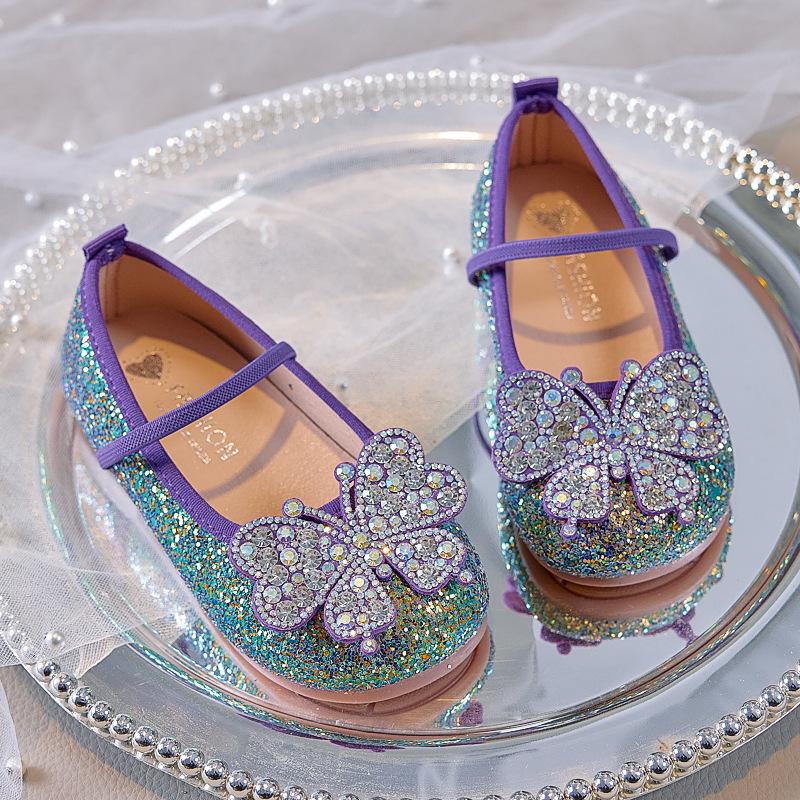 

Girls Glitter Bow Soft-Soled Leather Dance Shoes, Autumn 2025 24
