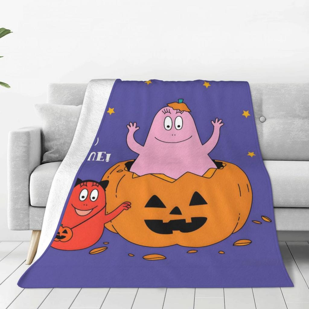 Custom Funny Cartoon Barbapapa Wallpaper Blankets Warm Flannel Throw Blanket For Sofa Office Bedspreads
