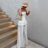 European and American Spice Girls Tub Top Wide Leg Pants Two-piece Set Women's 1116 Summer White Street Style Suit