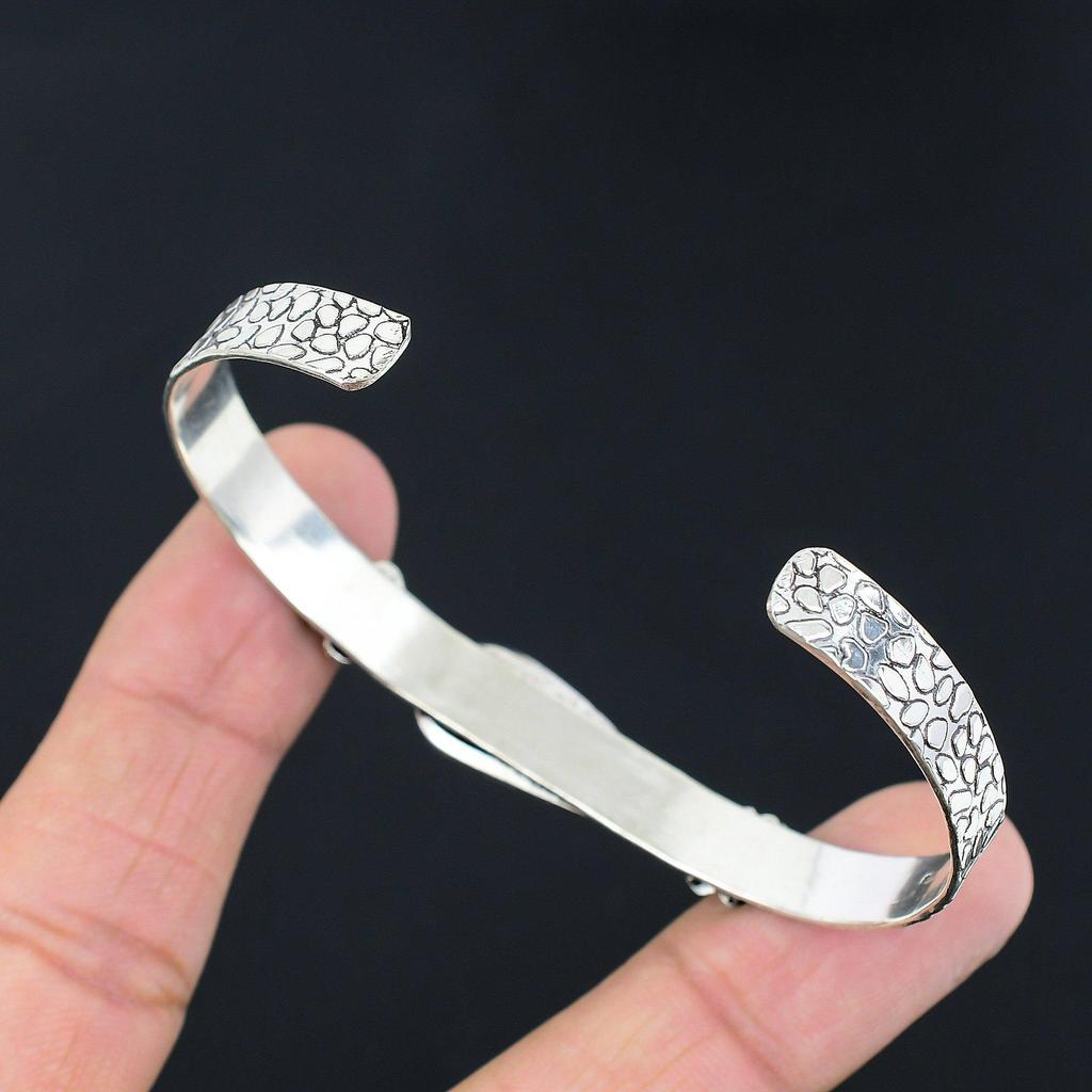 Pear Natural Purpurite Wedding Flower Unique Boho Bangle Jewelry Sterling Silver