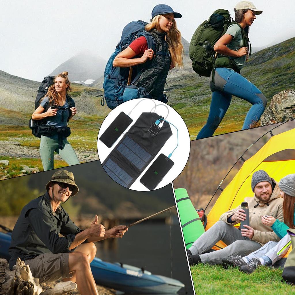 Foldable Solar Panel Solar Battery Power Bank Portable Solar Panels Charger Double USB Port for Outdoor Camping Hiking