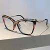 Vintage Oversized Cat Eye Glasses Frame Women Luxury Designer Metal Optical Eyewear Trendy Fashion Female X